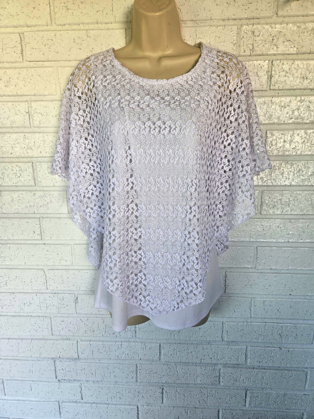 Lace Crochet Overlay Blouse in White #1211